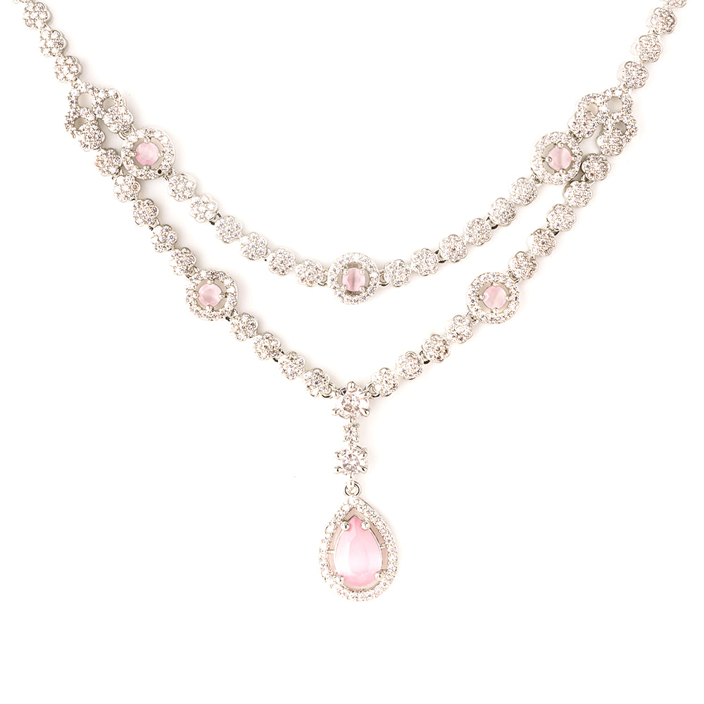 Pink Teardrop Necklace Set