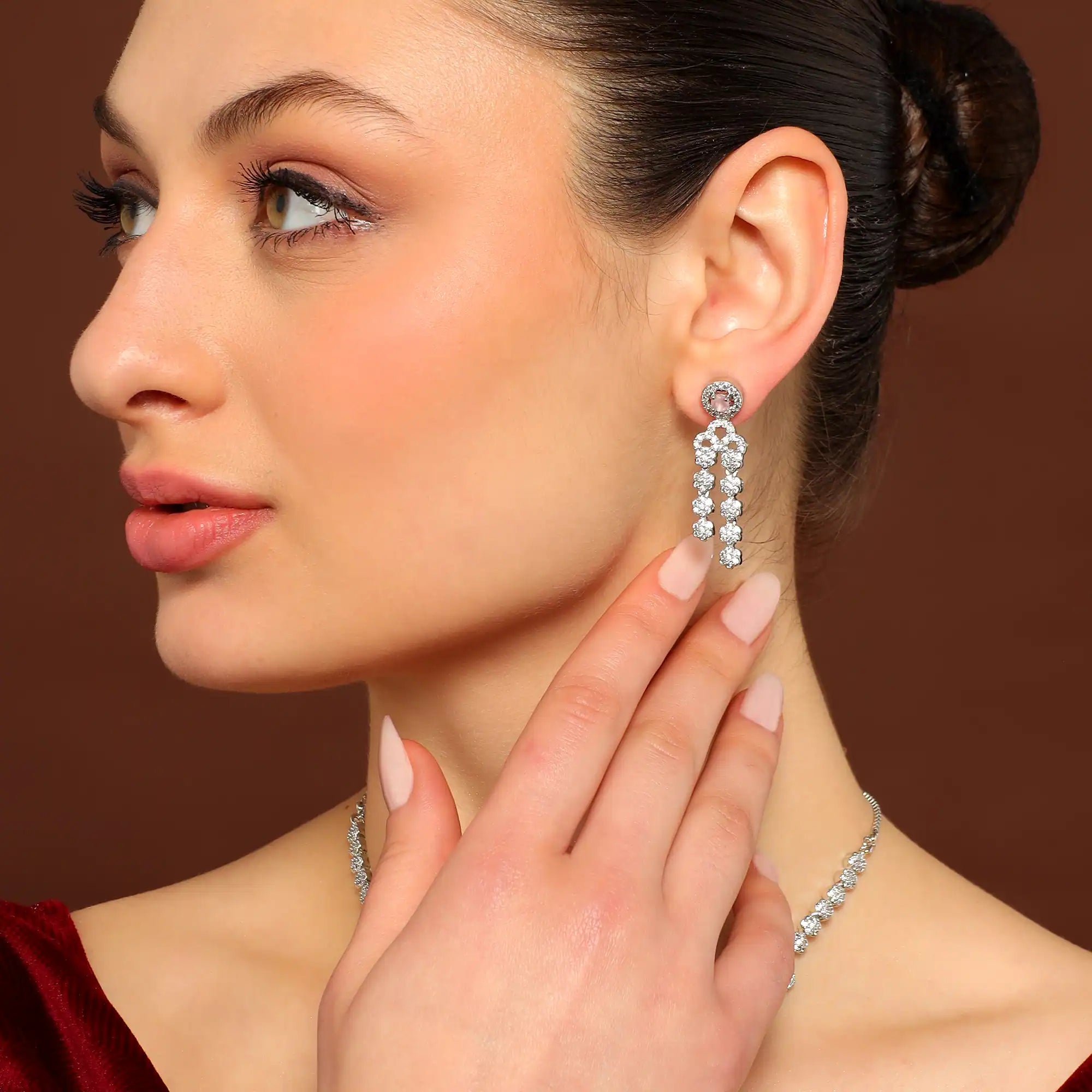 Pink Teardrop Necklace Set