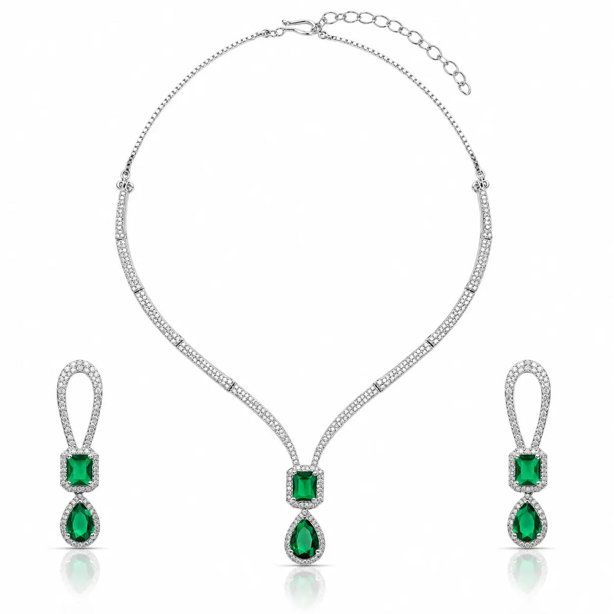 Kavya Verde Necklace – Emerald Green Teardrop Pendant Necklace