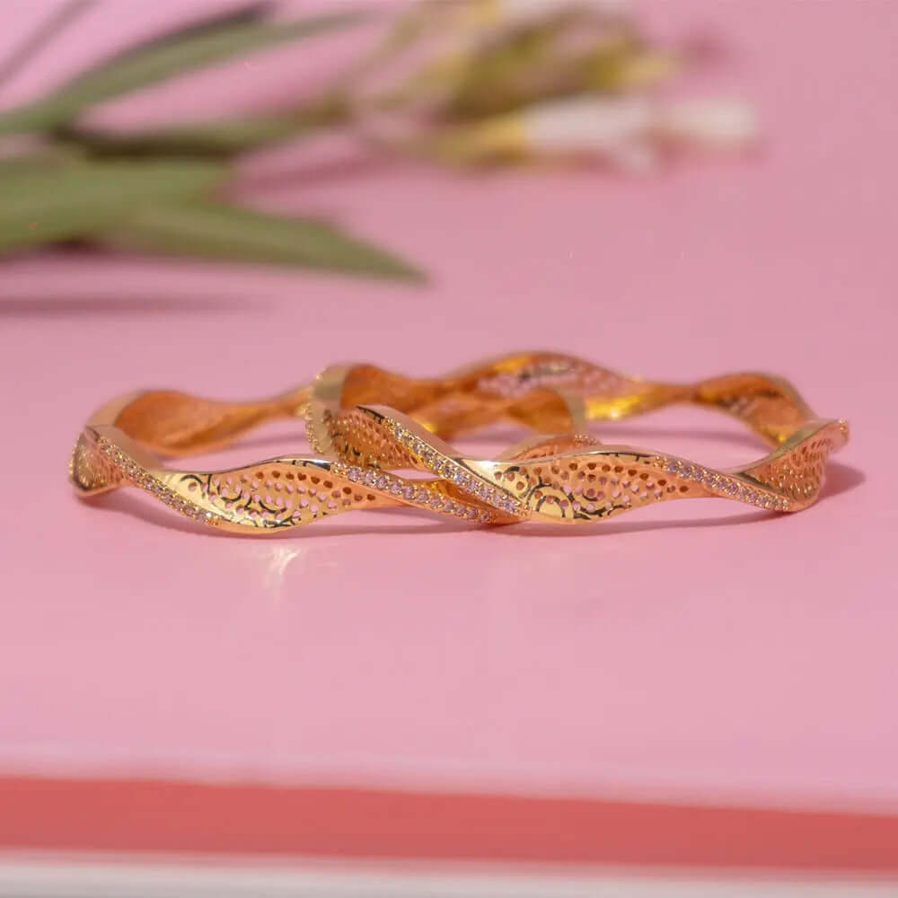 Gold Waves Bangles - Own It Pure
