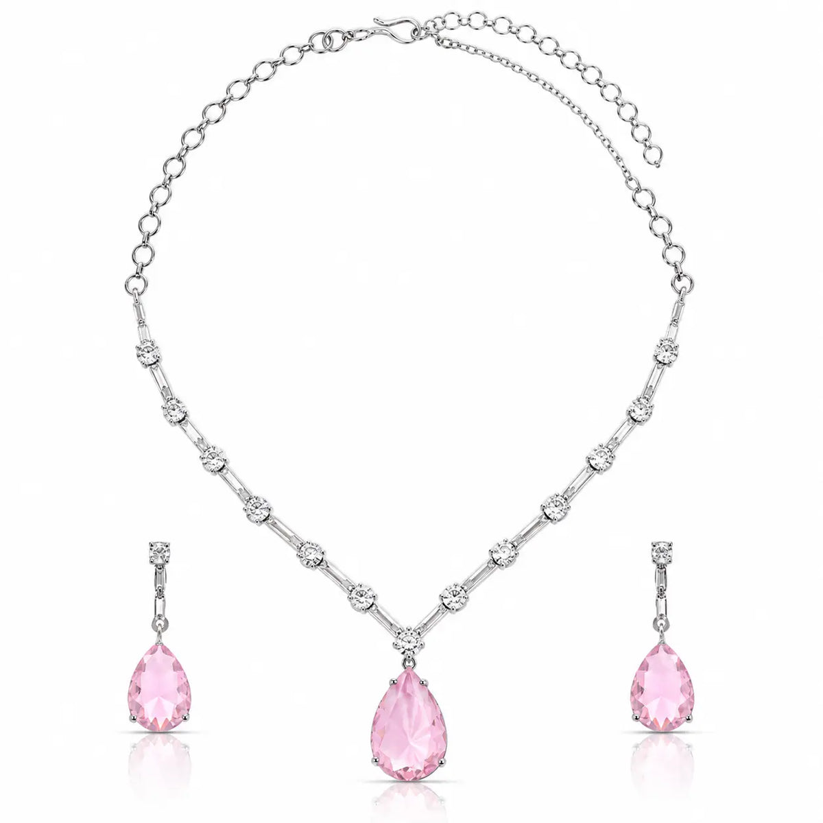 Blush Drop Necklace Set – Blush Pink Teardrop Pendant & Earrings