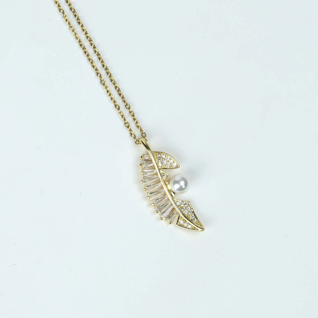 Pearl Leaf Pendant Necklace - Own It Pure