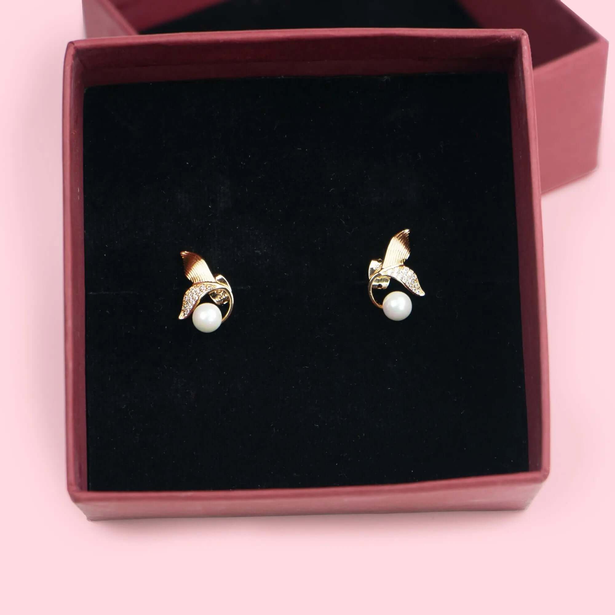 Pearl and Leaf Studs - Own It Pure