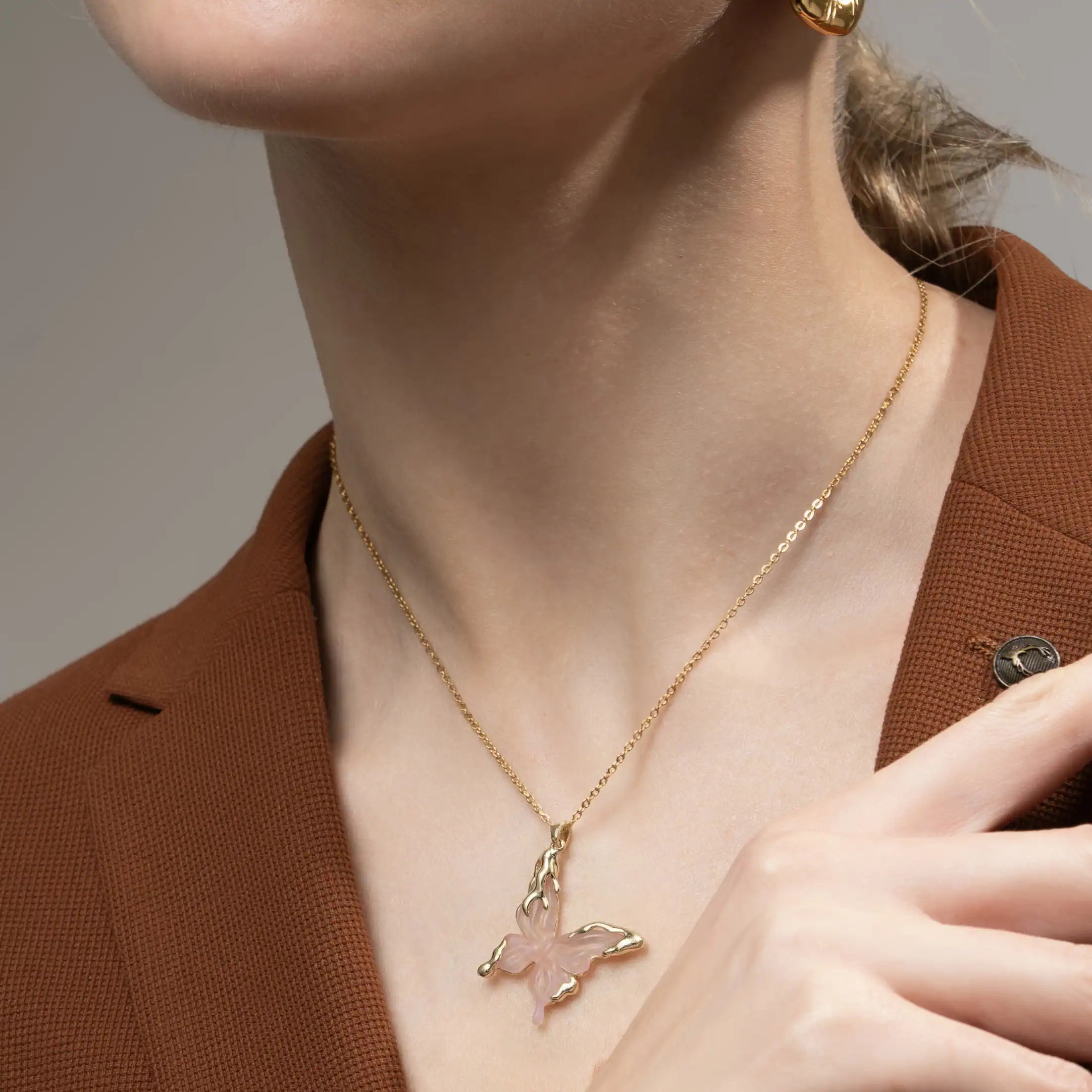 Pink Aura Butterfly Pendant