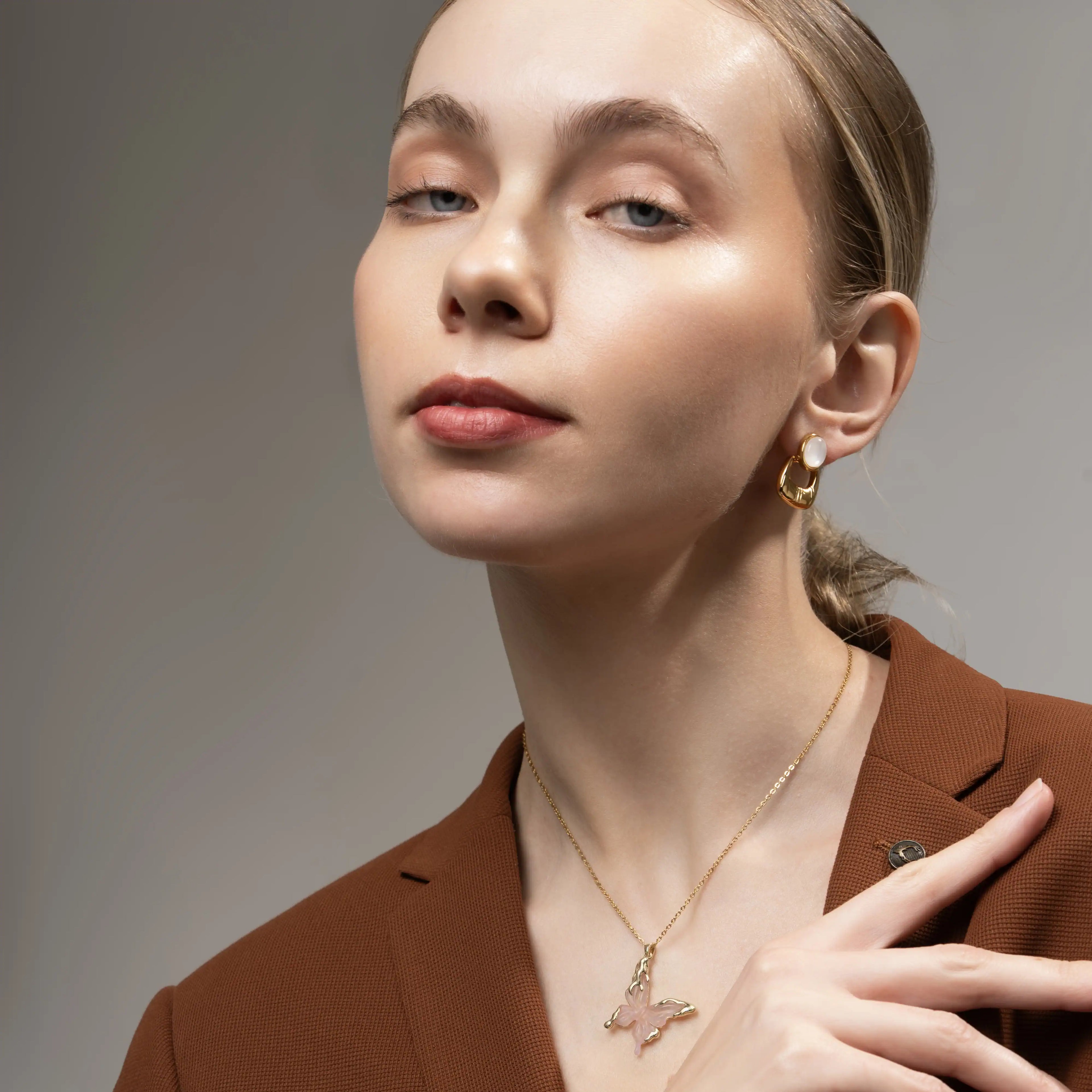 Pink Aura Butterfly Pendant