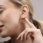 Botanic Charm Hoops | Botanical Leaf-Pattern Gold Hoops - Own It Pure