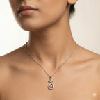 Bow Pendant Necklace – Silver Teardrop Pendant with CZ Bow Accent