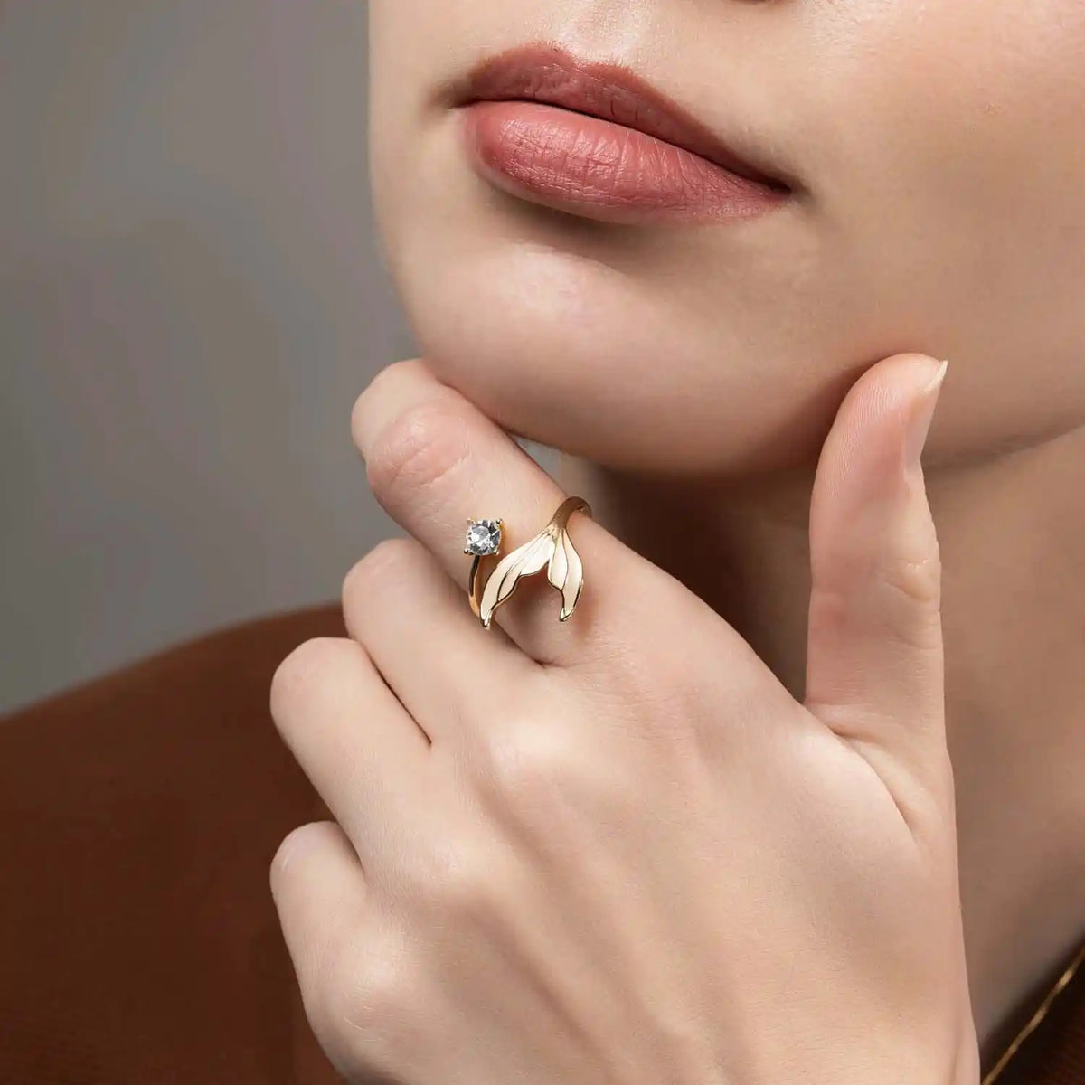 Open Band Petal Crystal Ciela Ring for Women – Gold Plated Adjustable