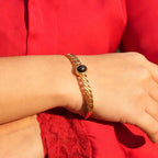 Cuban Link Bracelet – Gold-Tone Chain Bracelet with Center Stone