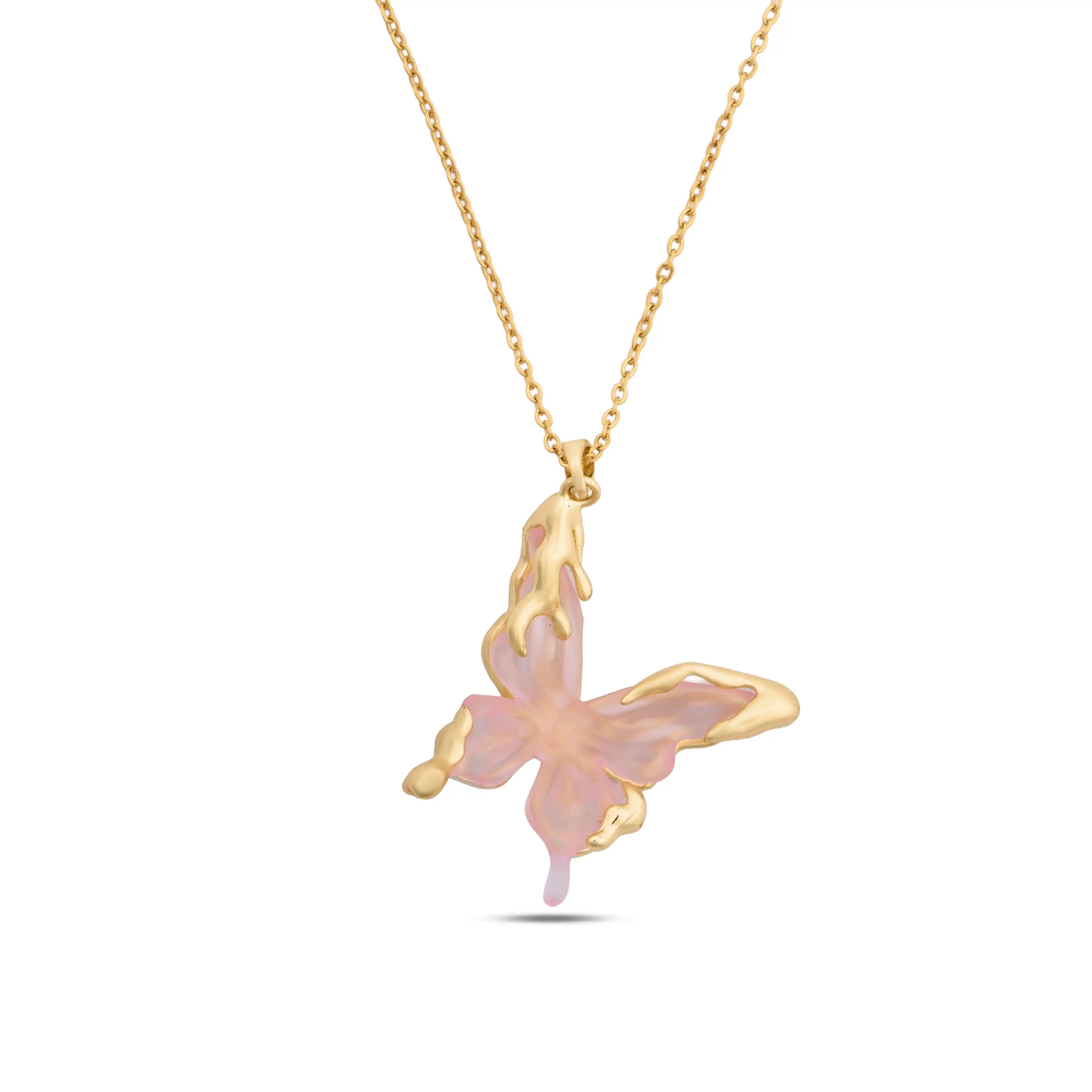 Pink Aura Butterfly Pendant