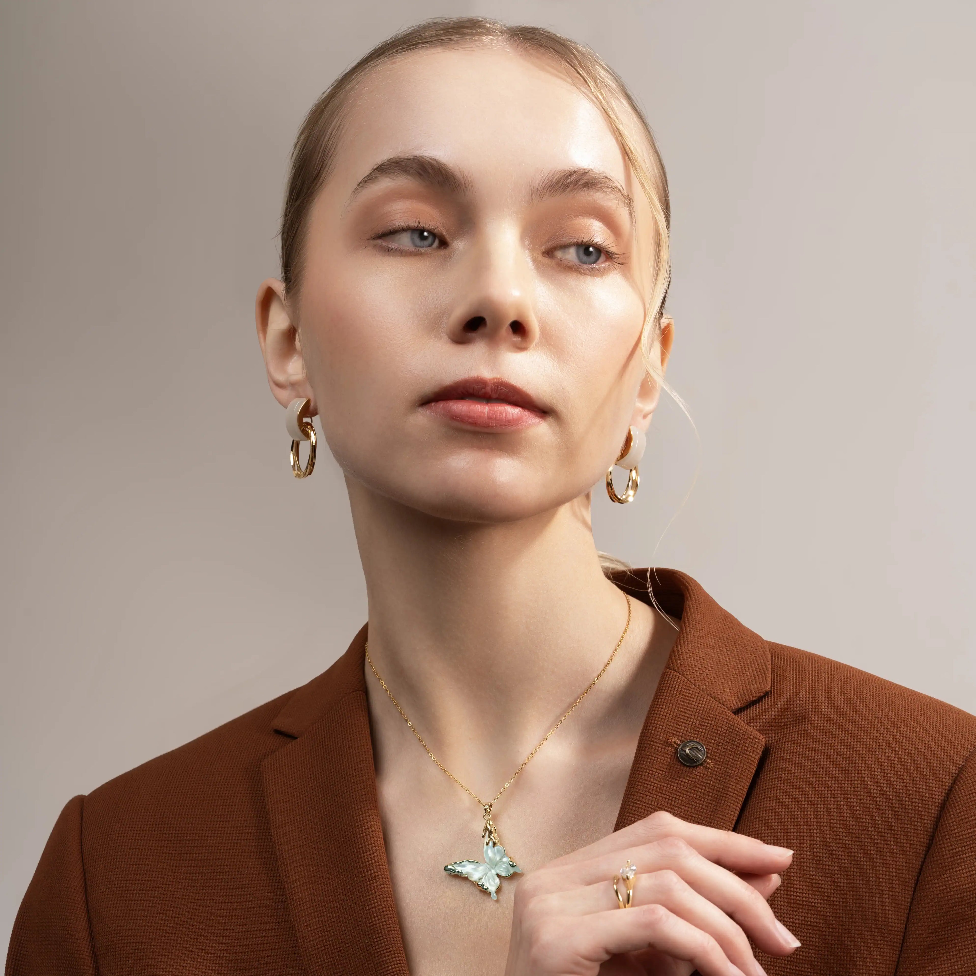 Blue Aura Butterfly Pendant