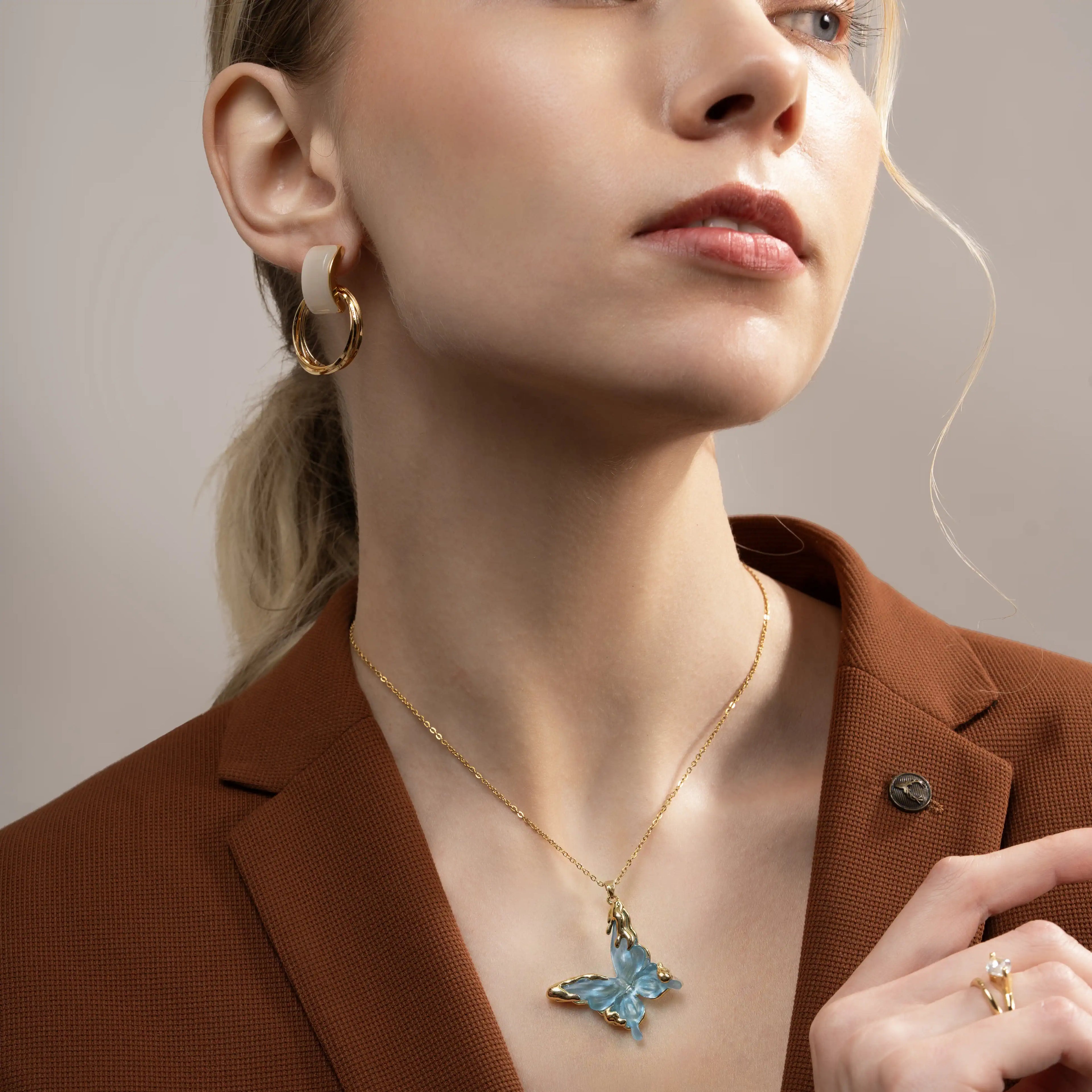 Blue Aura Butterfly Pendant