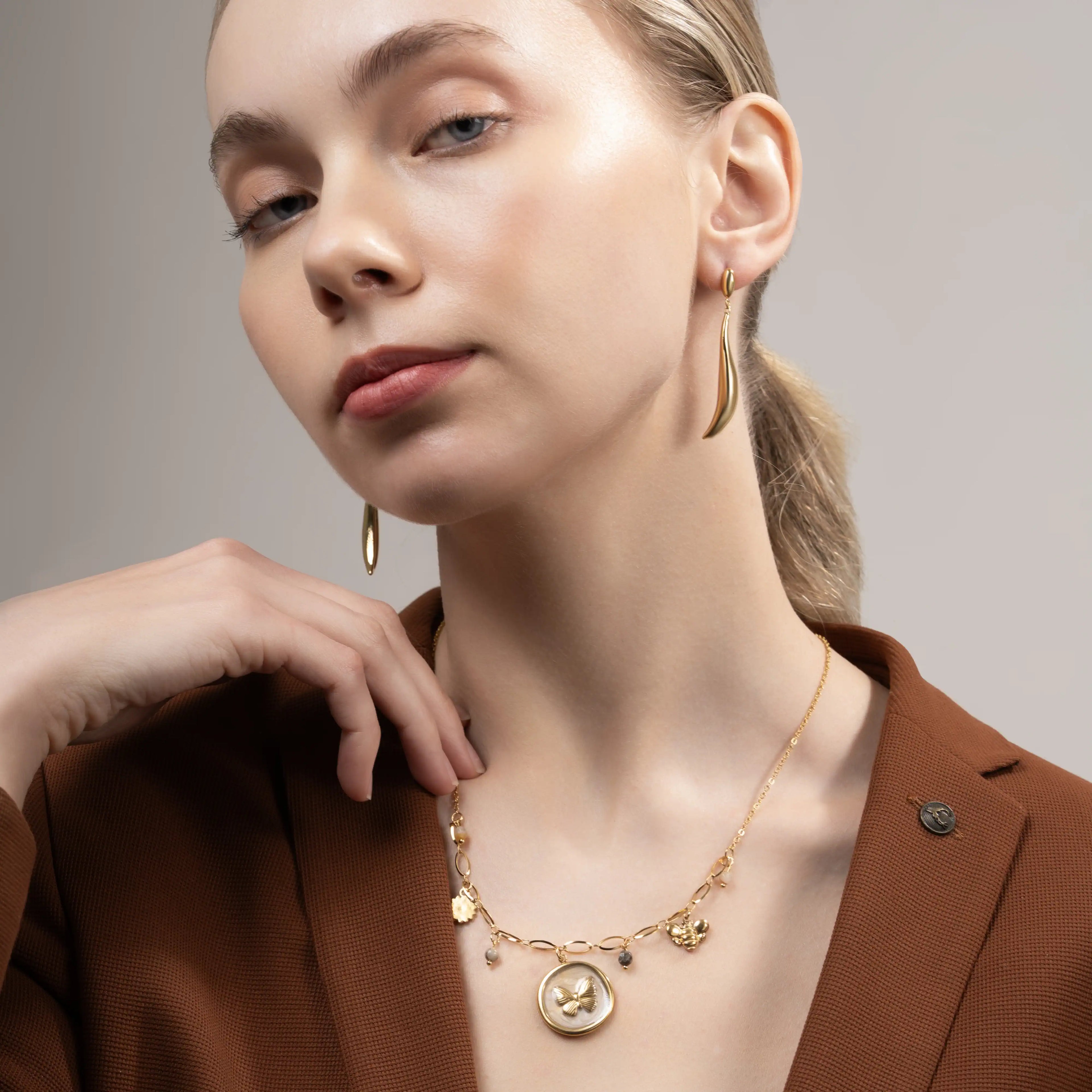 Golden Butterfly Medallion Necklace