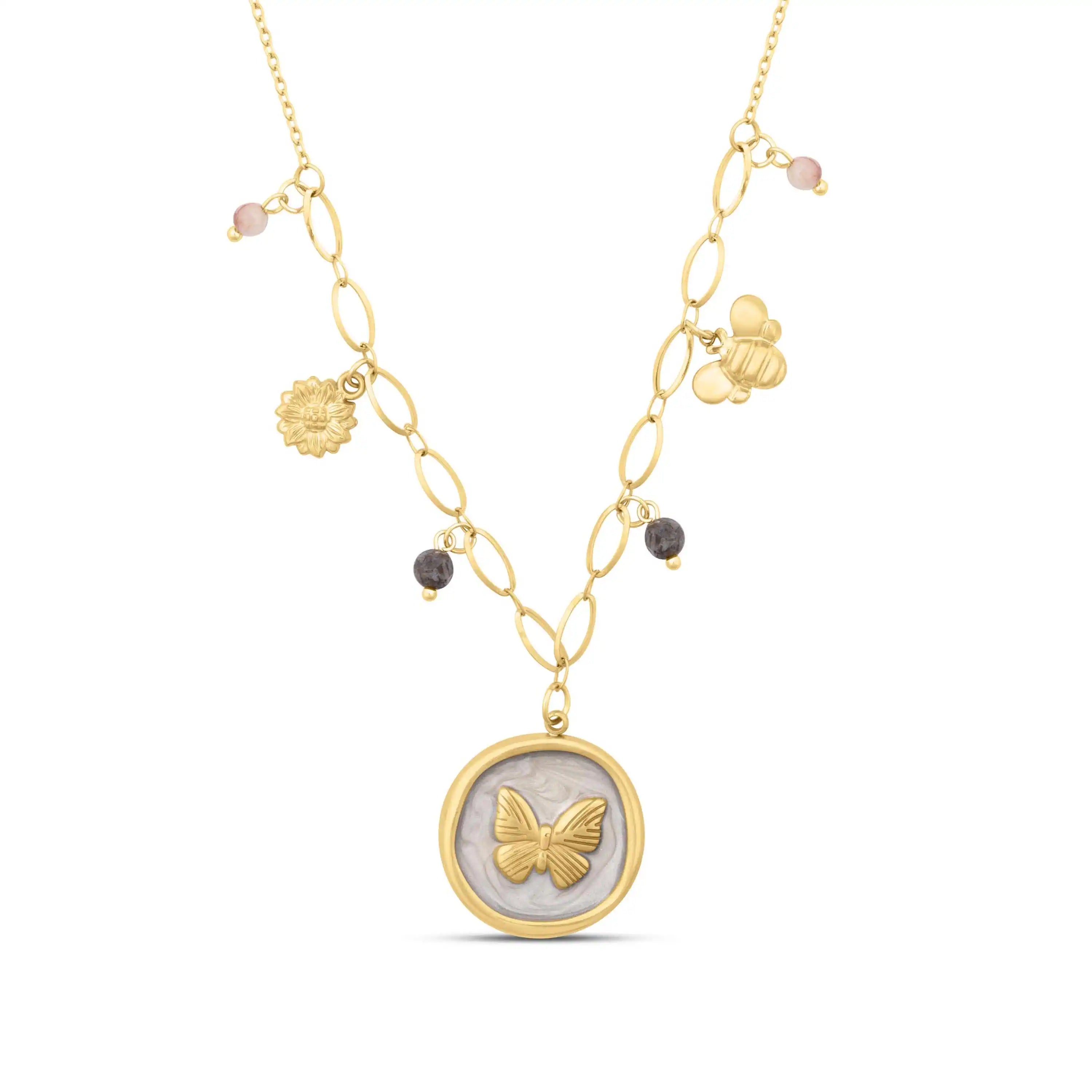 Golden Butterfly Medallion Necklace