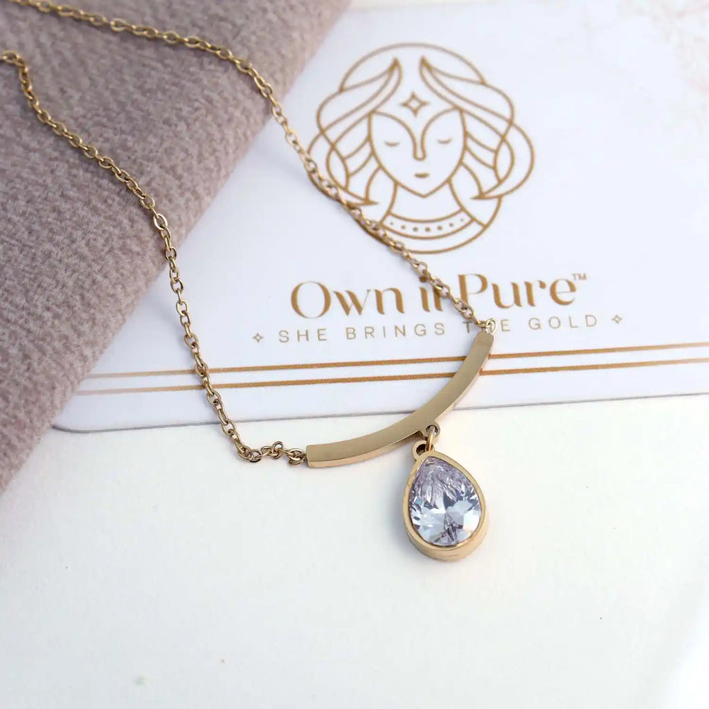 Dainty Gold Chain with Crystal Drop