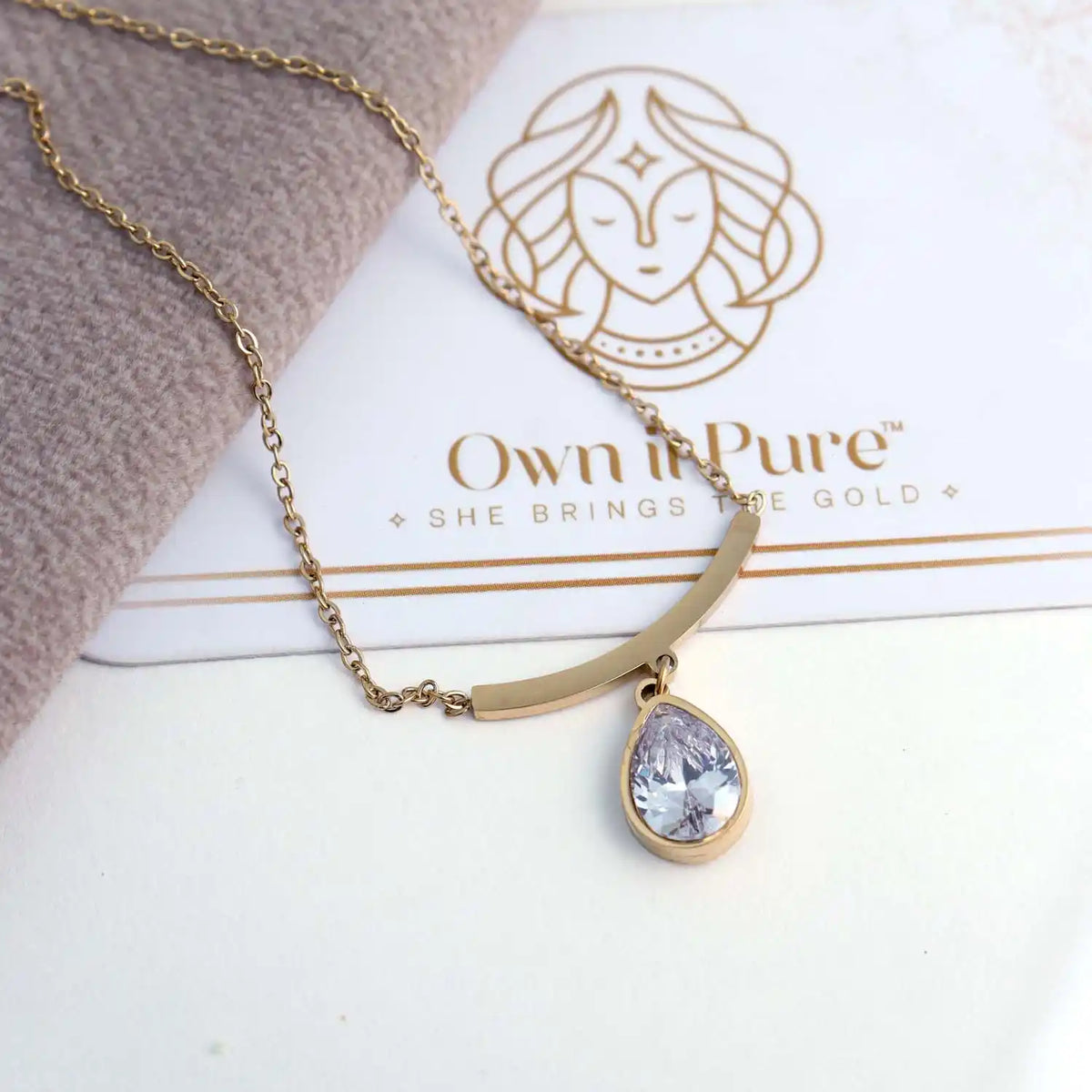 Dainty Gold Chain with Crystal Drop
