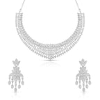 Diamond Veil Set Layered Cascade Necklace & Earring for Women – American Diamond Bridal Set