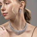 Diamond Veil Set Layered Cascade Necklace & Earring for Women – American Diamond Bridal Set