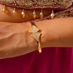 Divora Spark Combo – Gold Bracelet & Ring Set with Crystal Detailing