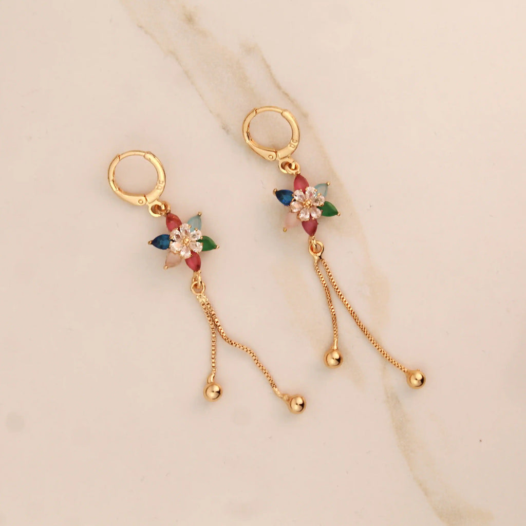 Rainbow Blossom Gold-Plated Dangler Earrings