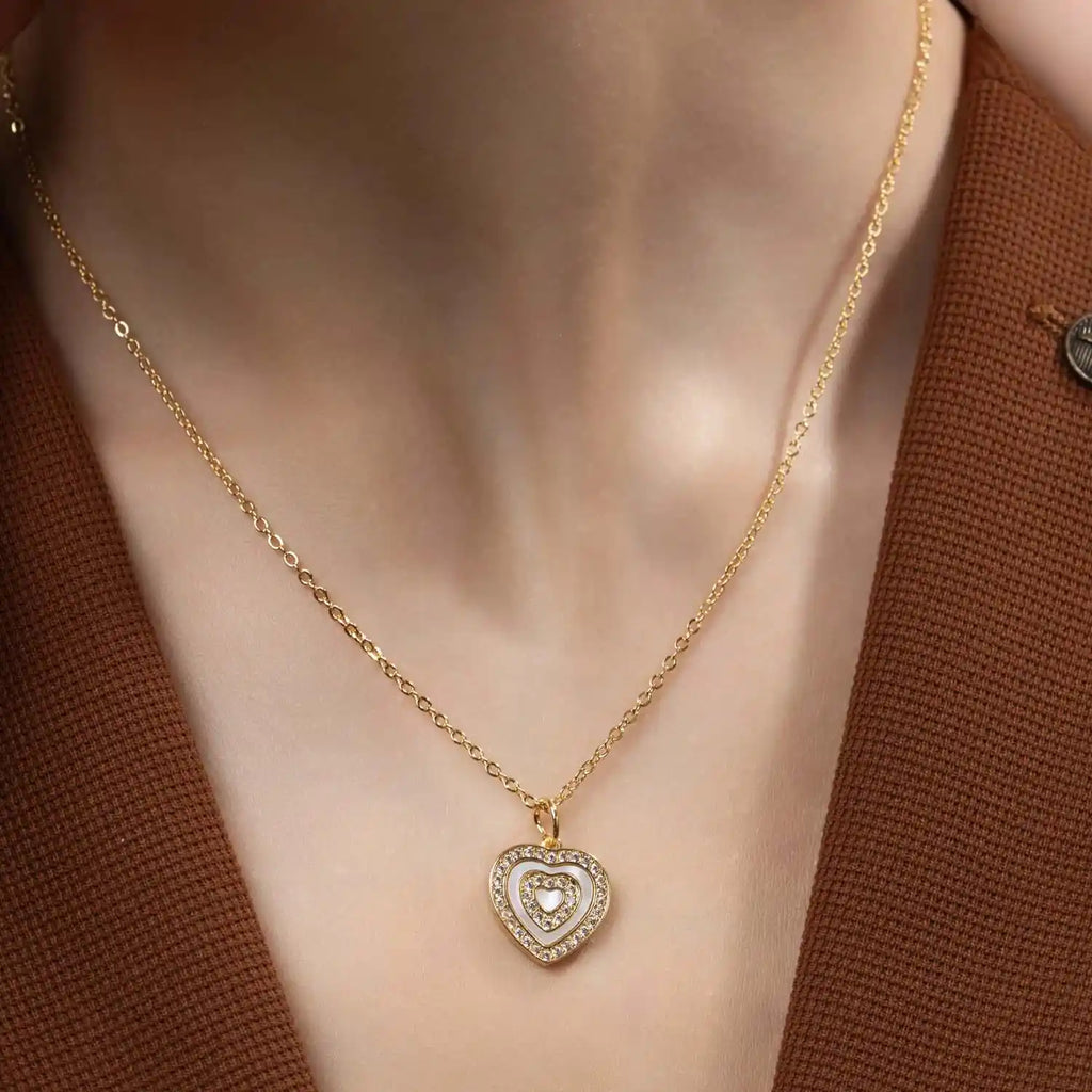 Eternal Heart Pendant Necklace for Women – Gold Plated American Diamond