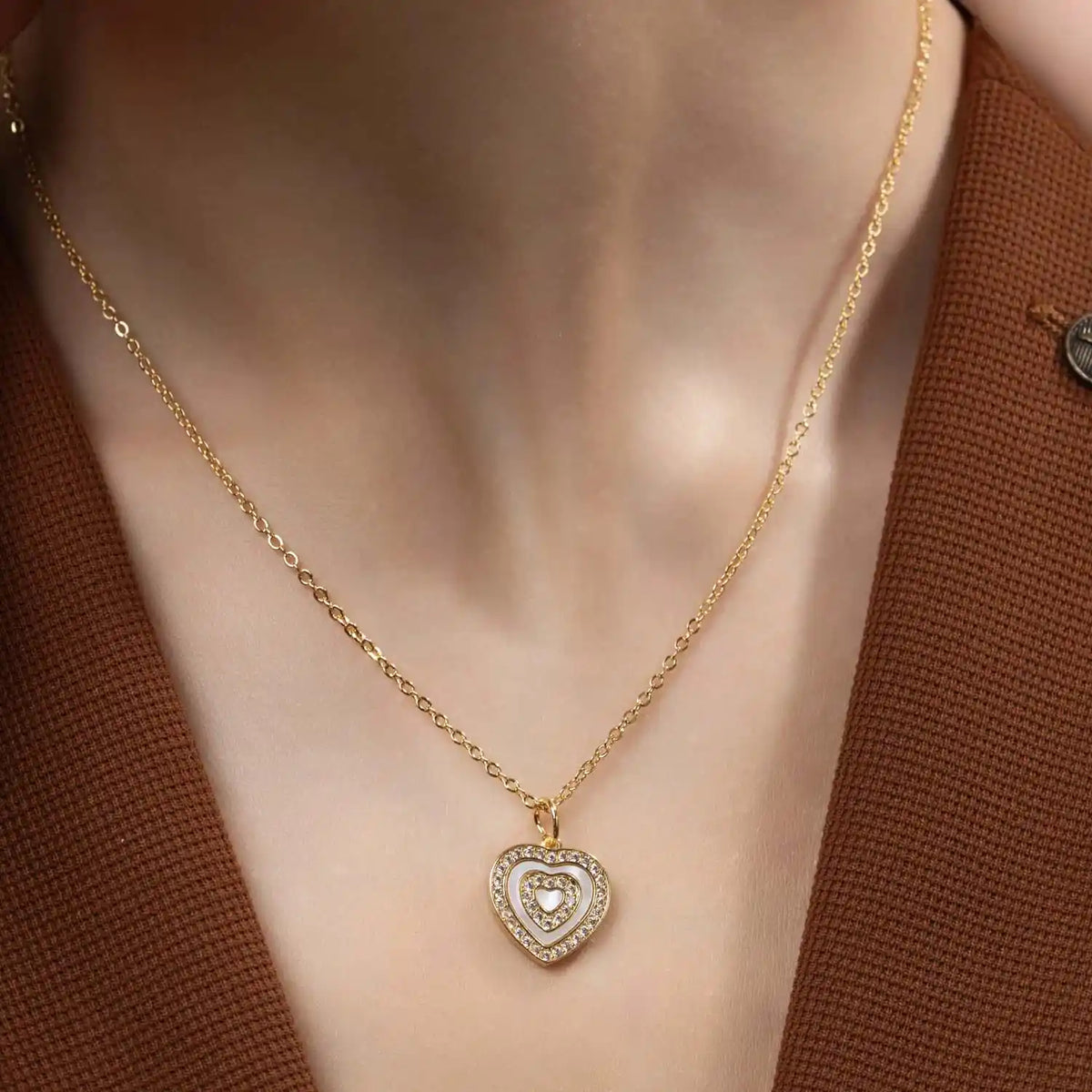 Eternal Heart Pendant Necklace for Women – Gold Plated American Diamond