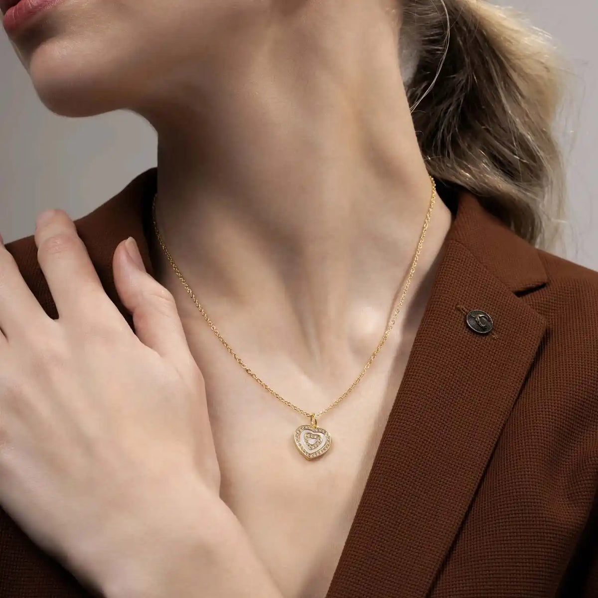 Eternal Heart Pendant Necklace for Women – Gold Plated American Diamond