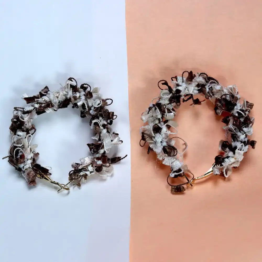 Fabric Hoop Earrings – Boho Woven Fabric Accent Hoop Earrings