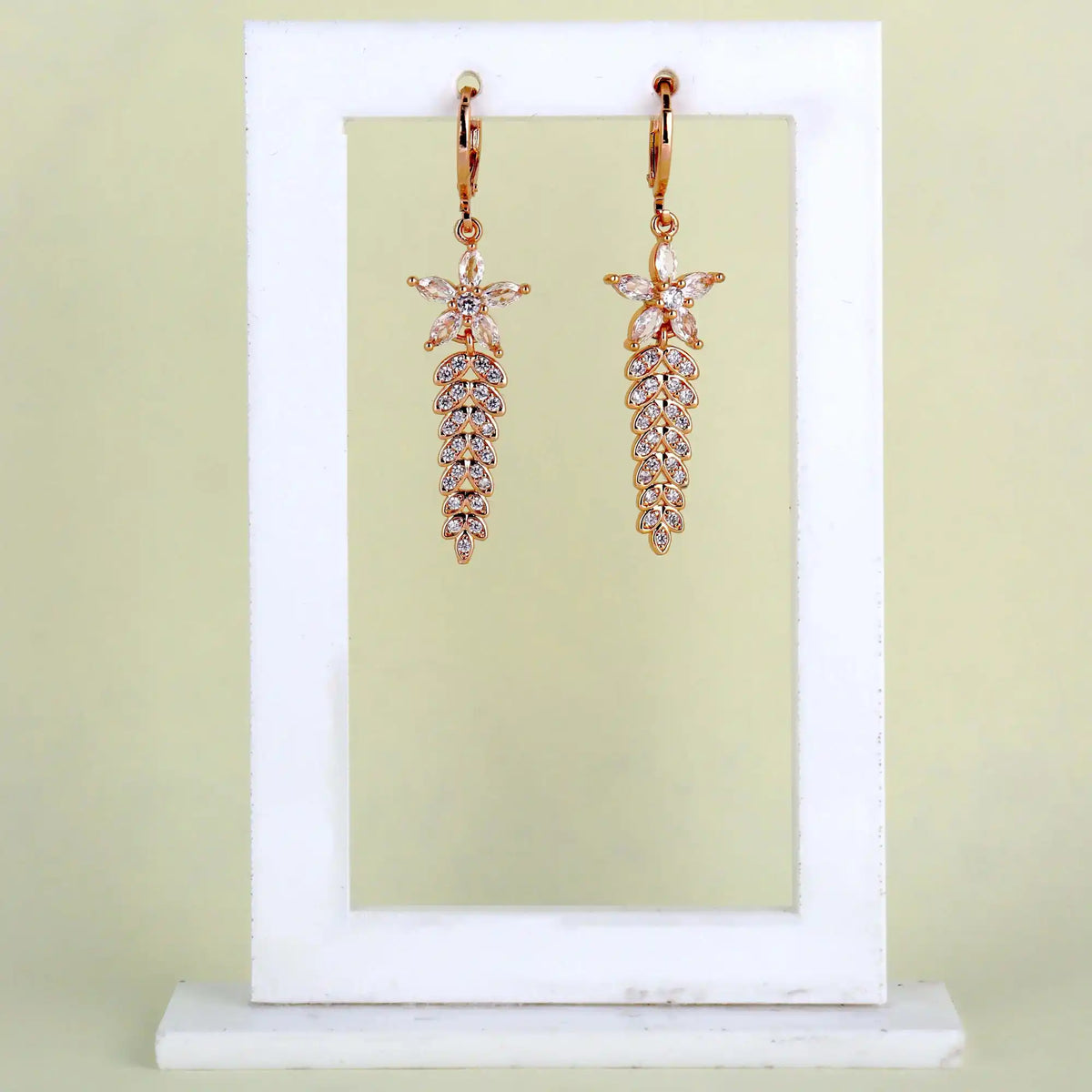 Floral Diamond Drop Earrings