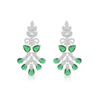 Floral Drop Necklace & Earring Set for Women – Emerald Green Stone