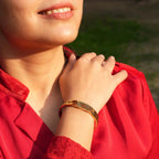 Flora Carve Bracelet – Gold-Tone Floral Cutwork Cuff Bracelet