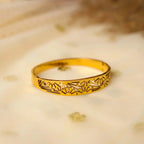 Flora Carve Bracelet – Gold-Tone Floral Cutwork Cuff Bracelet