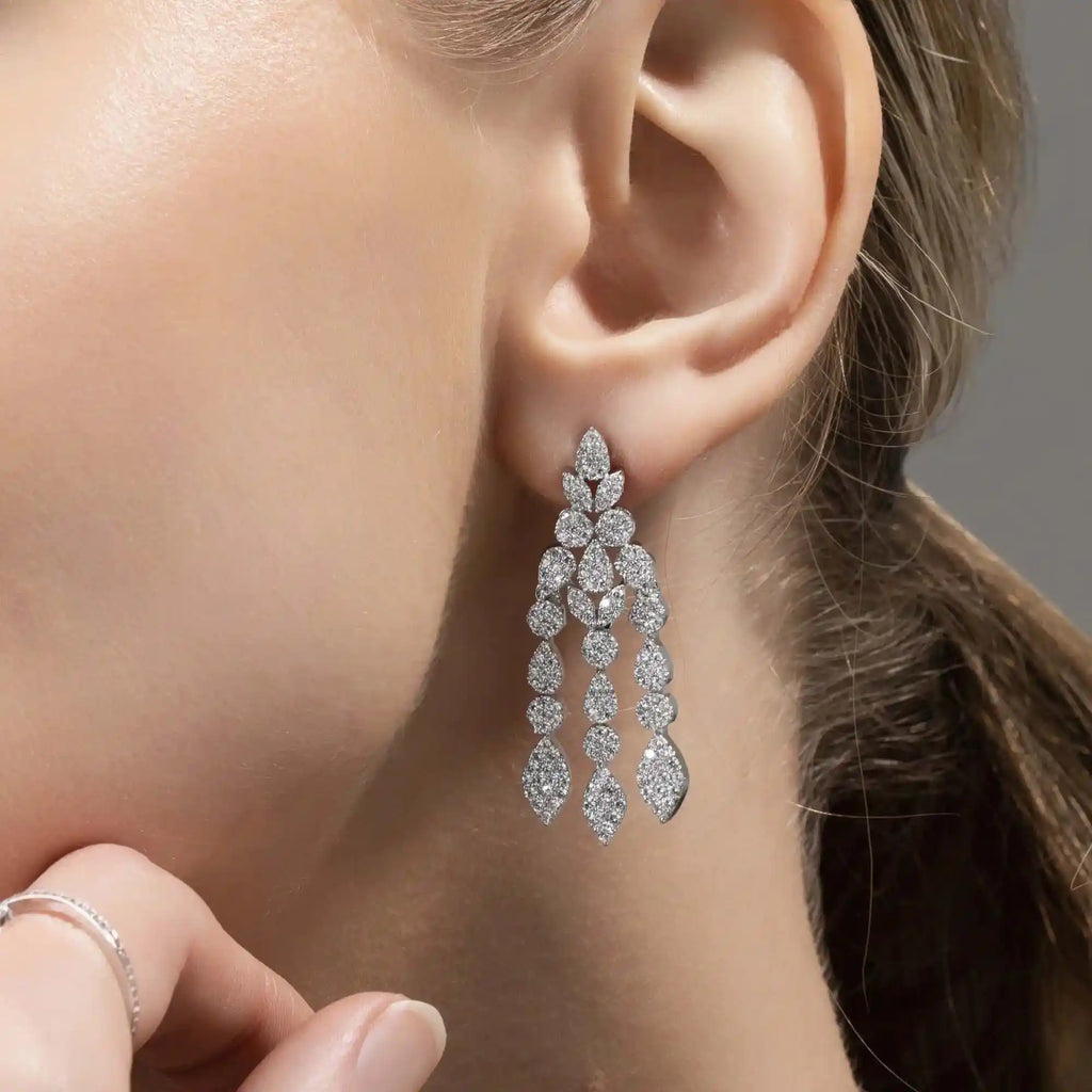 Frostfall Necklace Set – American Diamond Cascade Necklace & Earring Set for Women