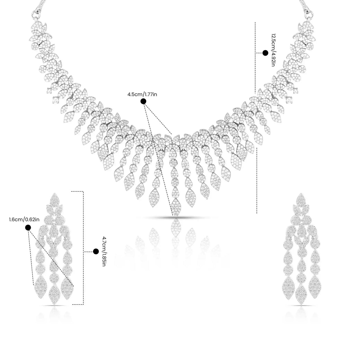 Frostfall Necklace Set – American Diamond Cascade Necklace & Earring Set for Women