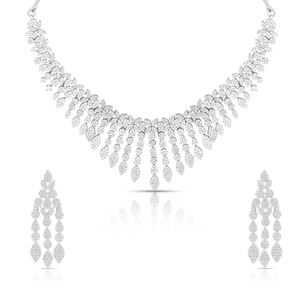 Frostfall Necklace Set – American Diamond Cascade Necklace & Earring Set for Women