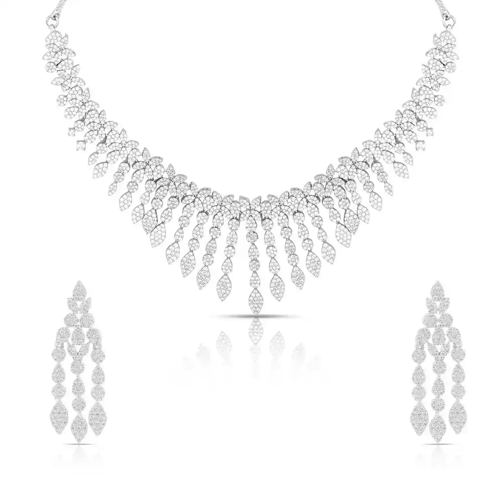 Frostfall Necklace Set – American Diamond Cascade Necklace & Earring Set for Women