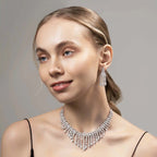 Frostfall Necklace Set – American Diamond Cascade Necklace & Earring Set for Women