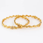 Gold Plated leaf  Bangles with Red Center Stone