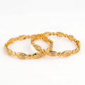 Gold-Plated Oval Filigree Bangles -  Elegant Antique-Inspired Designer Kada Set