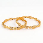 Gold-Plated Oval Filigree Bangles -  Elegant Antique-Inspired Designer Kada Set