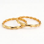 Gold-Plated Bamboo Design Bangles - Elegant Designer Kada Set