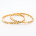 Golden Twirl Cubic Zirconia Gold-Plated Twisted Bangles