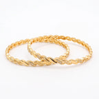 Golden Twirl Cubic Zirconia Gold-Plated Twisted Bangles