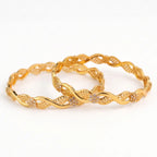 Floral Wave Designer Bangles - Twisted Pattern Stone-Studded Kada Set