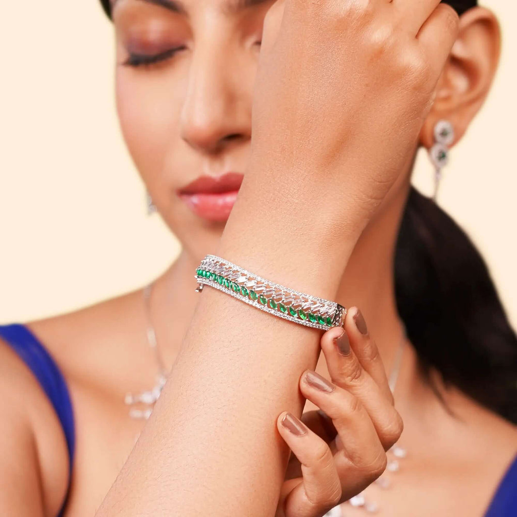Crystal Silver Cuff