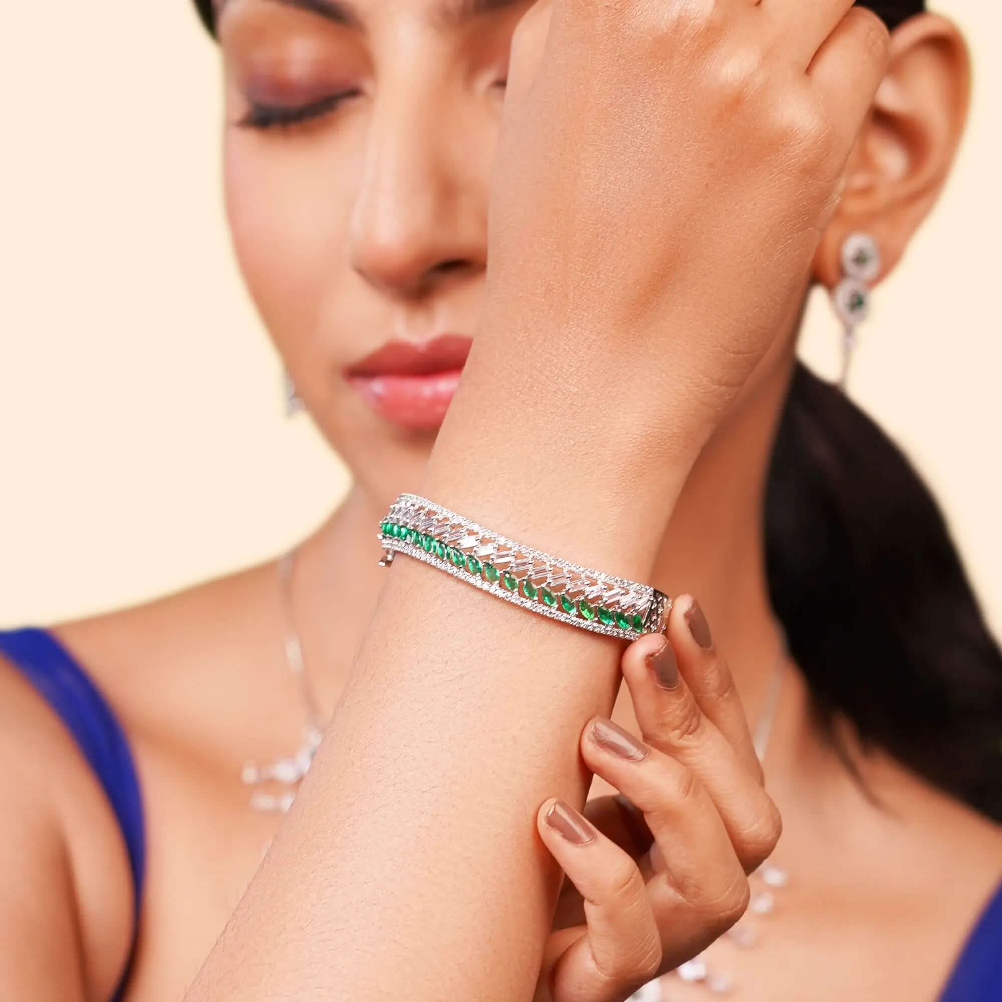 Crystal Silver Cuff