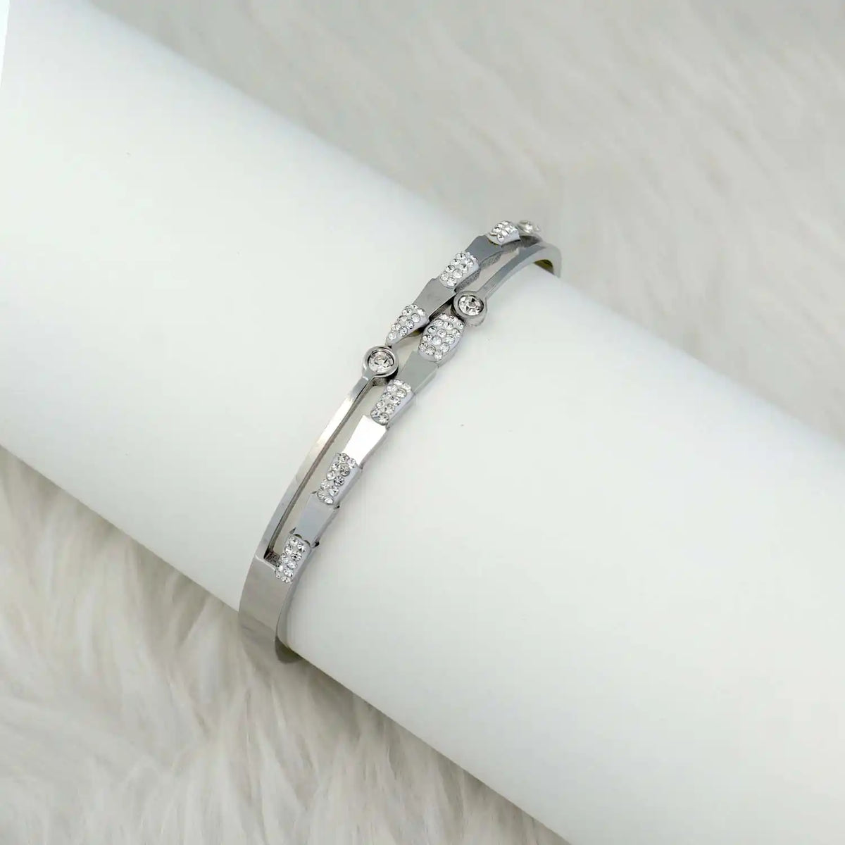 Gleam Silver Studded Bracelet