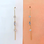 Gold Linear Drops – Minimalist Elongated Gemstone Drop Earrings