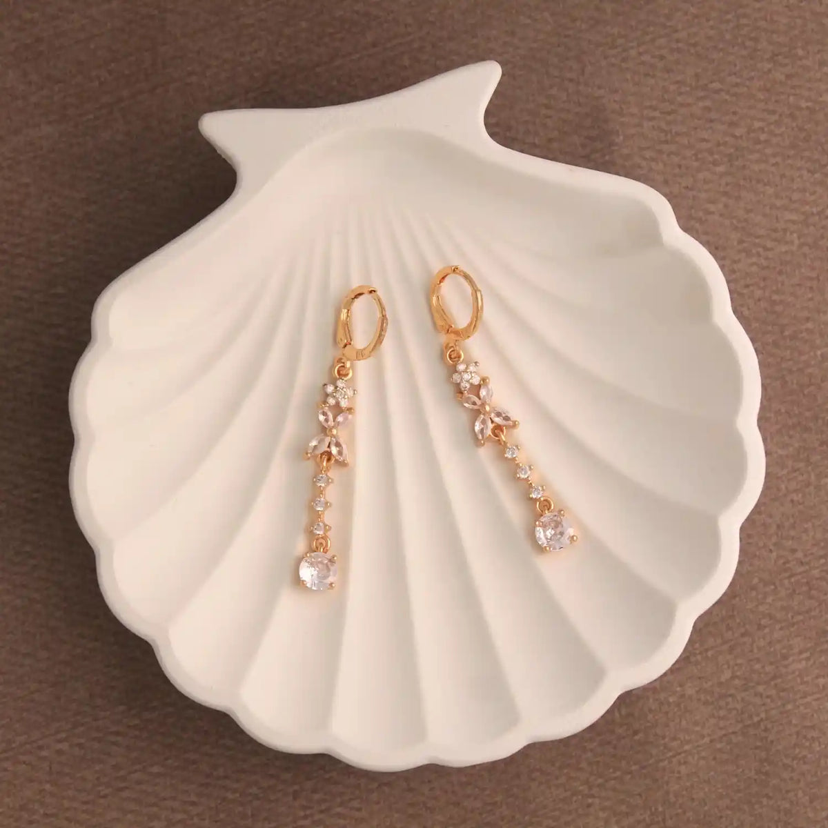 Gold Plated Crystal Bloom Drop Earrings – Rose Gold Long Latkan Danglers