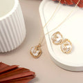 Golden Leaf Pearl Jewelry Set